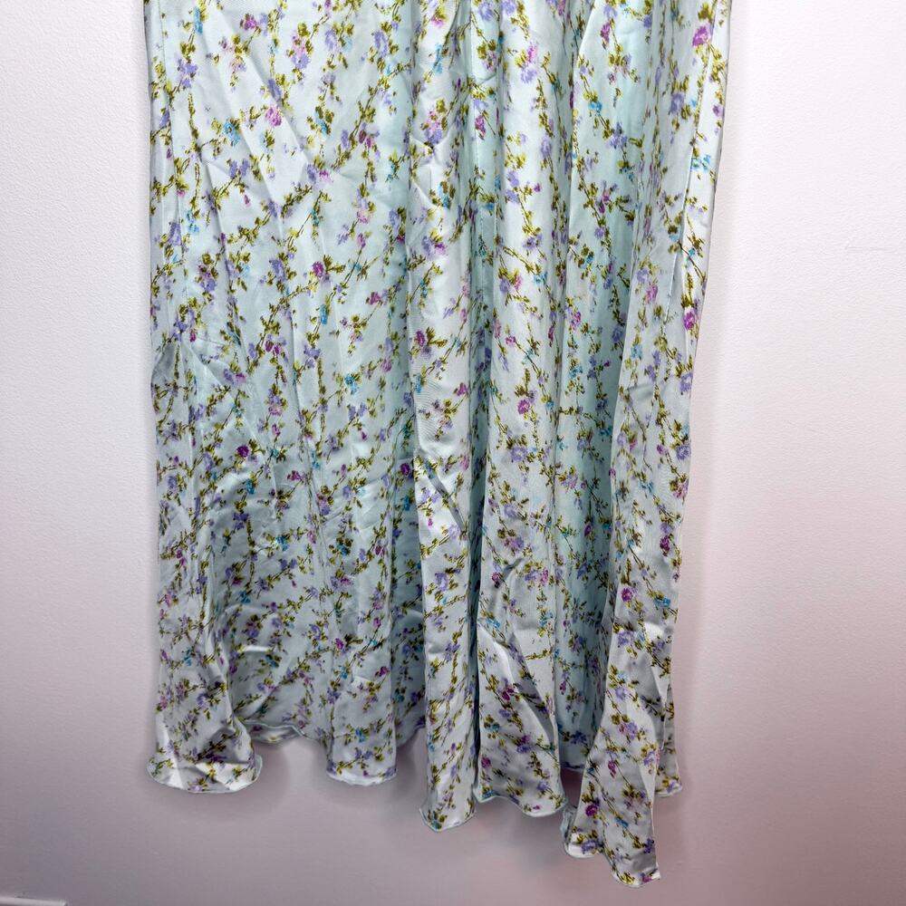 Rebecca Taylor Floral Silk Halter Midi Dress In Light Blue Size 8 - Picture 7 of 14